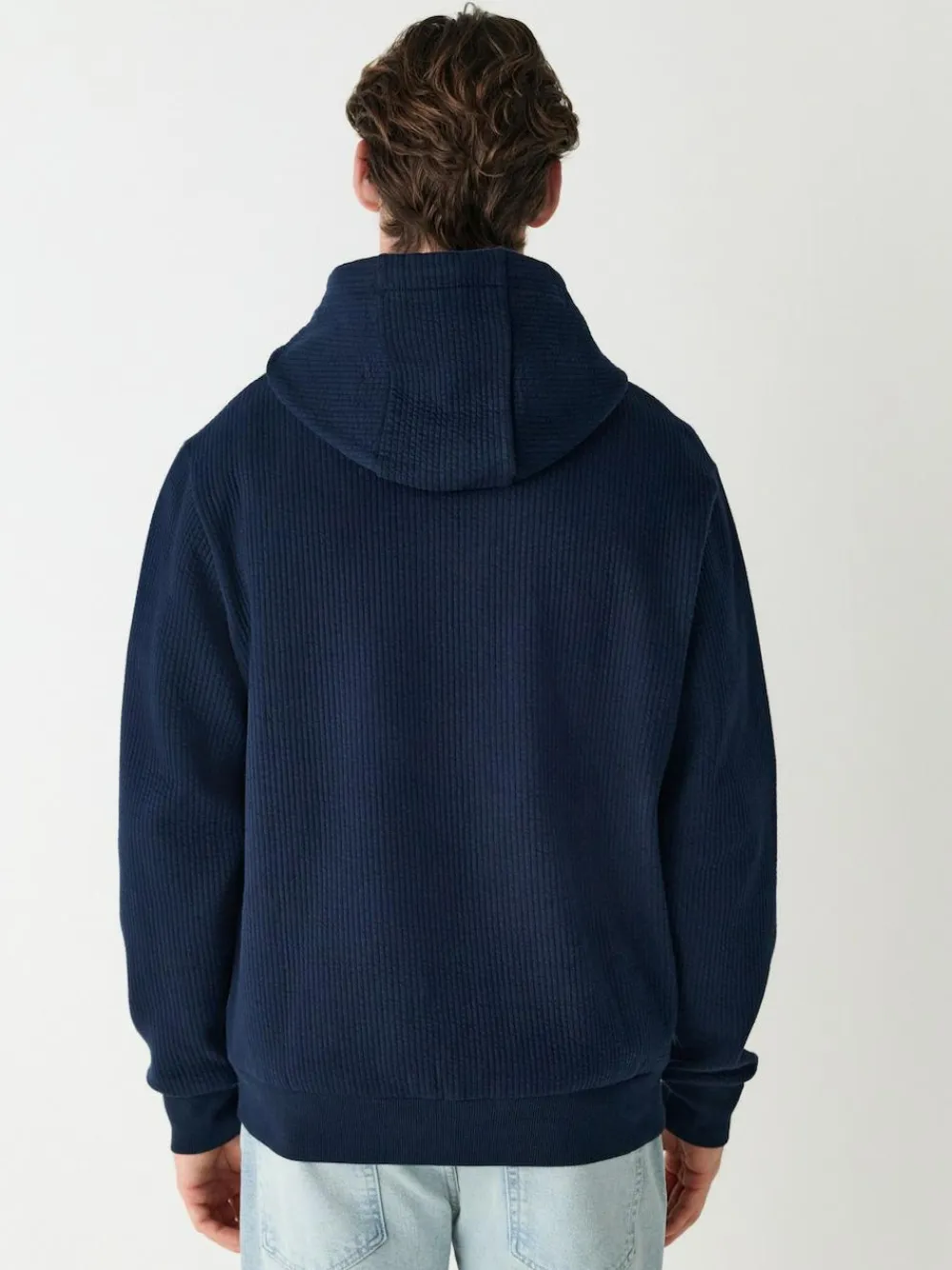 Sale Next Linear Texture Hoodie Navy Blue