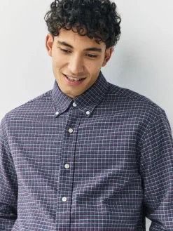 Next Navy Blue Long Sleeve Check Shirt^ Shirts