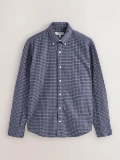 Next Navy Blue Long Sleeve Check Shirt^ Shirts