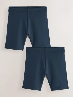 New Next Longer Length 2 Pack Cotton Rich Stretch Cycle Shorts (3-16yrs) Navy Blue