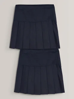 Outlet Next Navy Blue Longer Length Regular Waist 2 Pack Pleated School Skirts (3-16yrs)