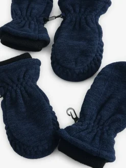 Next Navy Blue Marl Fleece Mittens 2 Pack (3mths-6yrs)^ Hats & Scratch Mitts
