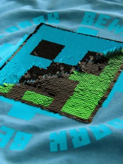 Next Navy Blue Minecraft Sequin T-Shirt (3-16yrs)^BOY T-Shirts