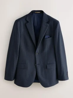 Best Next Navy Blue Muscle Fit Motionflex Stretch Stripe Suit Jacket