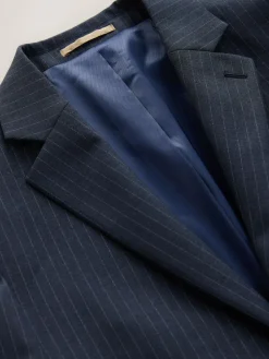 Best Next Navy Blue Muscle Fit Motionflex Stretch Stripe Suit Jacket