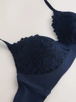Next Navy Blue Pad Non Wire Lace Ultimate Comfort Bra^Women Bras|All Lingerie