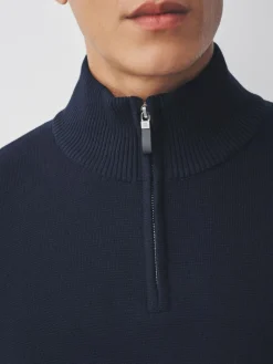 Best Next Navy Blue Plain N.Premium Regular Fit 100% Cotton Premium Quarter Zip Jumper