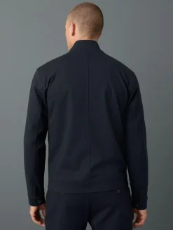 Hot Next Premium Smart Funnel Neck Zip Through With Wool Navy Blue