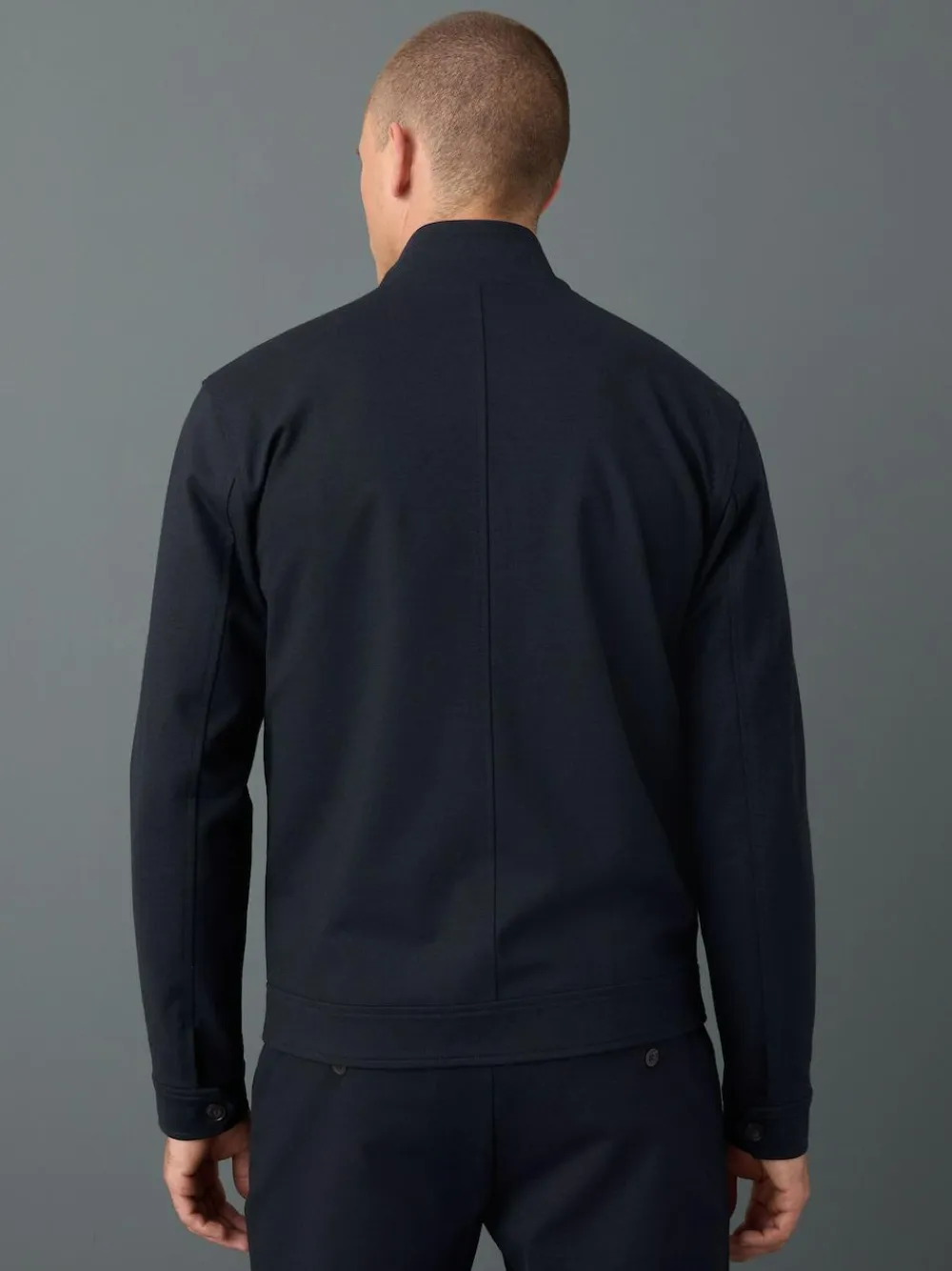 Hot Next Premium Smart Funnel Neck Zip Through With Wool Navy Blue