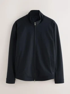 Hot Next Premium Smart Funnel Neck Zip Through With Wool Navy Blue