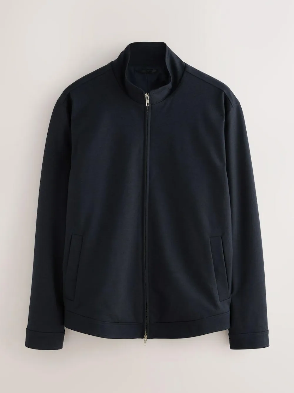 Hot Next Premium Smart Funnel Neck Zip Through With Wool Navy Blue