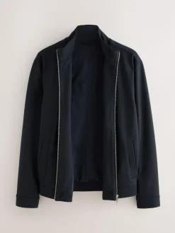 Hot Next Premium Smart Funnel Neck Zip Through With Wool Navy Blue