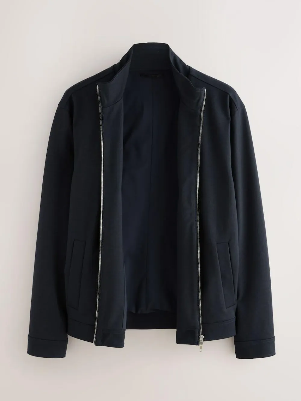 Hot Next Premium Smart Funnel Neck Zip Through With Wool Navy Blue