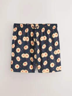 Next Navy Blue Printed Short Sleeve Jersey Pyjamas Set^ Pyjamas|Nightwear