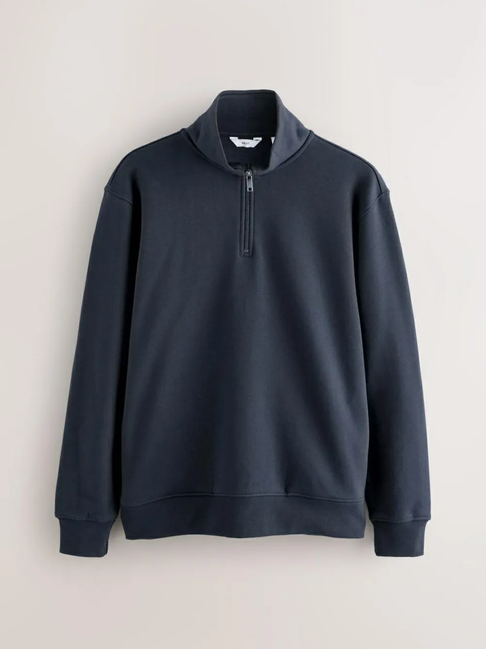 Next Navy Blue Quarter Zip Cotton Rich Jersey Sweatshirt^ Nightwear|Sweatshirts & Hoodies
