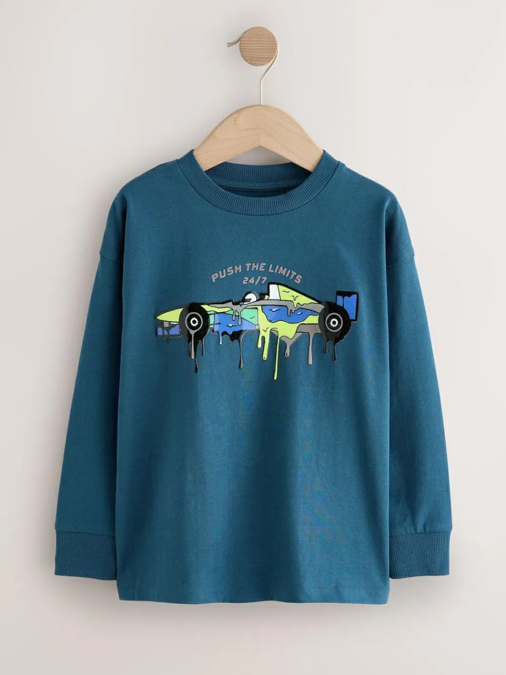 Next Navy Blue Racing Car Relaxed Fit Graphic Long Sleeve Cotton T-Shirt (3-16yrs)^BOY T-Shirts