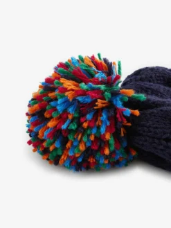 Sale Next Pom Beanie Hat (3mths-16yrs) Navy Blue Rainbow Rib