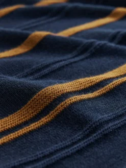 Next Regular Fit Cotton Rich Long Sleeve Stripe Knit Polo Shirt^ Knitwear|Knitwear