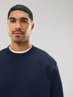 Next Navy Blue Regular Fit Heavyweight Cotton Rich Crew Neck Sweatshirt^ Nightwear|Sweatshirts & Hoodies