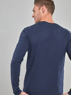 Next Navy Blue Regular Fit Long Sleeve Crew Neck T-Shirt^ Nightwear|Tops & T-Shirts
