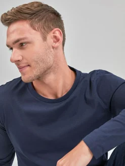 Next Navy Blue Regular Fit Long Sleeve Crew Neck T-Shirt^ Nightwear|Tops & T-Shirts