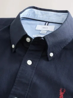 Next Navy Blue Regular Fit Long Sleeve Oxford Shirt^ Occasionwear|Shirts