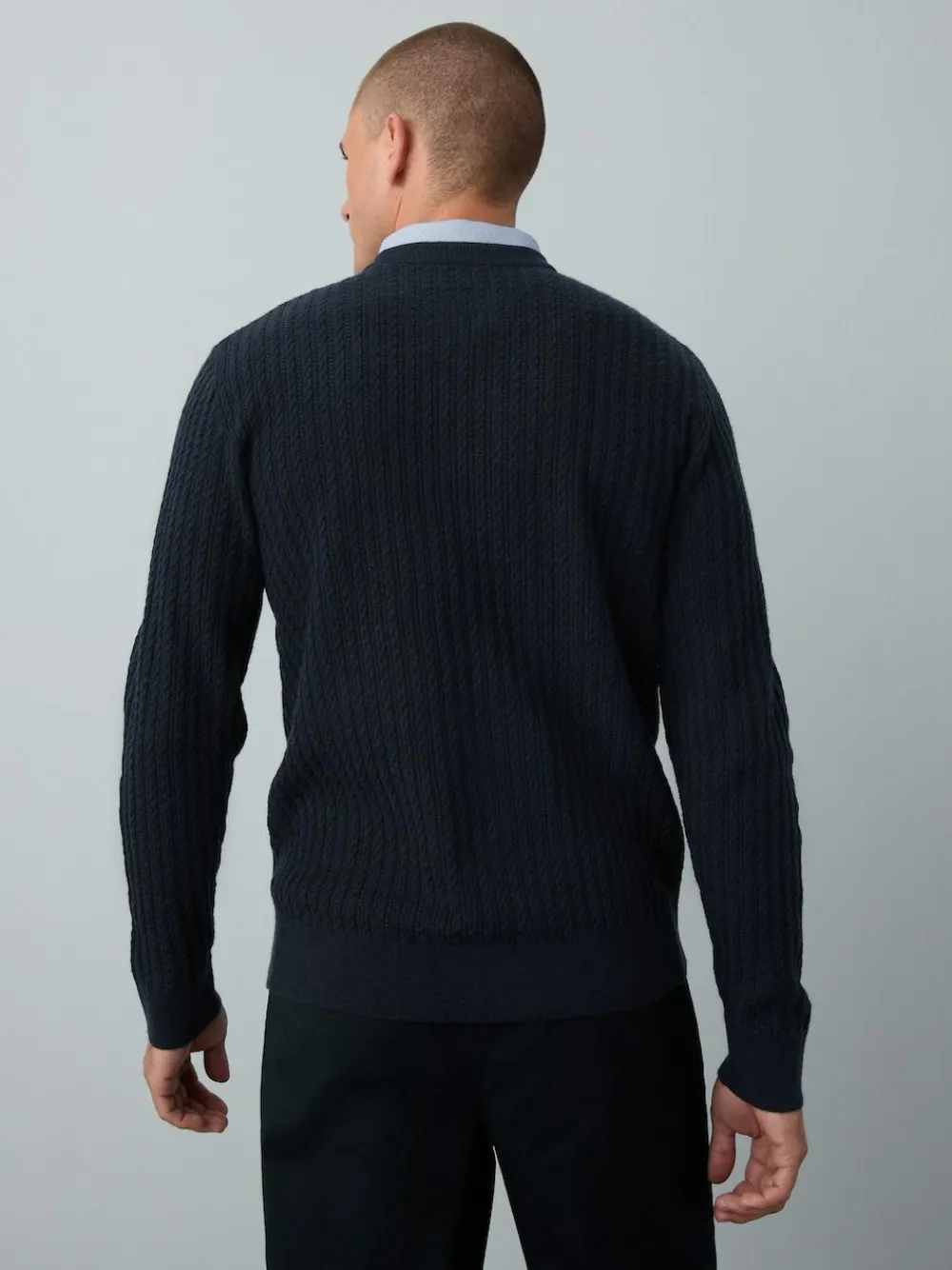 Best Next Navy Blue Regular Fit Mini Cable Mock Shirt Jumper