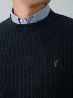 Best Next Navy Blue Regular Fit Mini Cable Mock Shirt Jumper