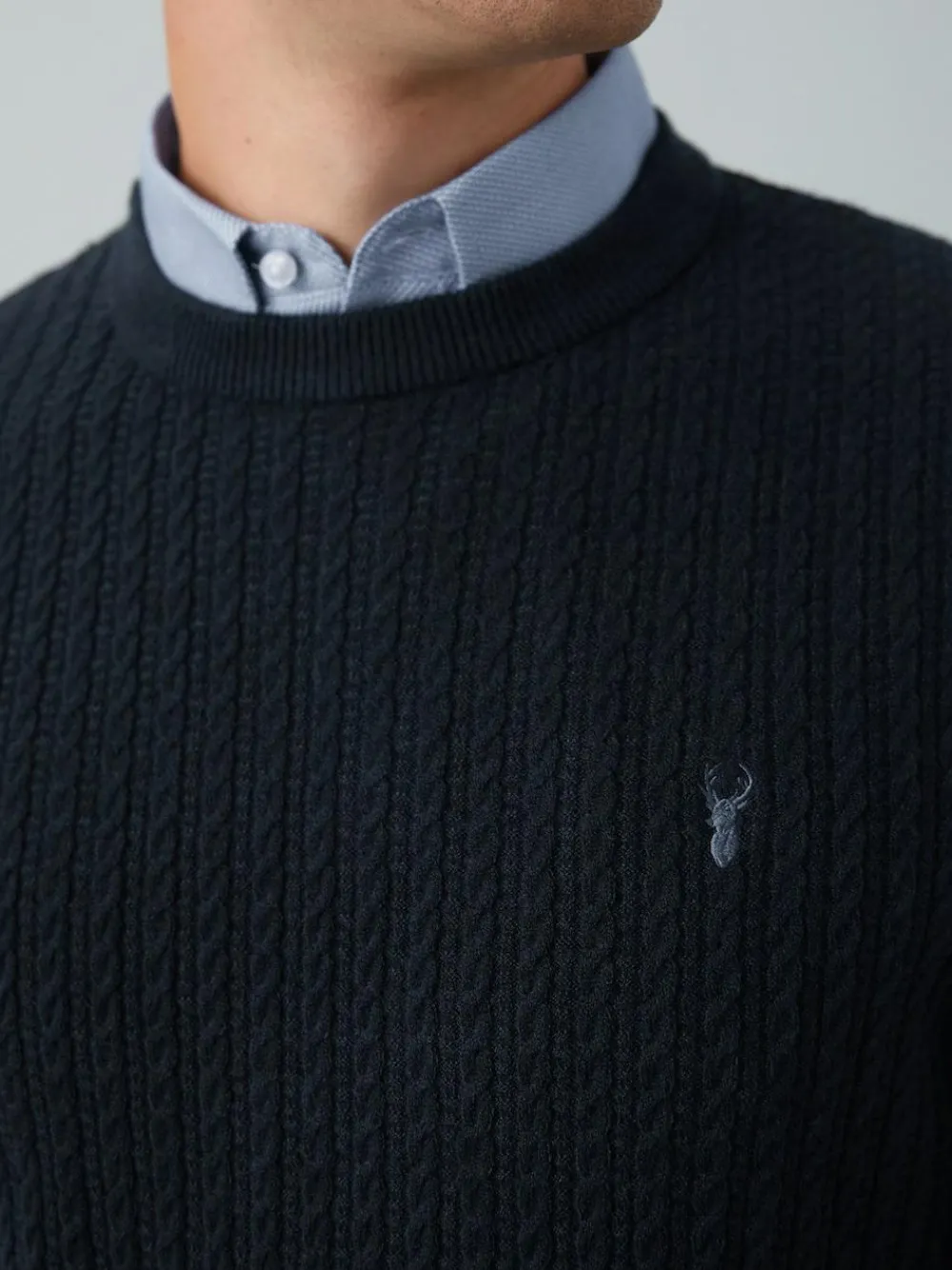 Best Next Navy Blue Regular Fit Mini Cable Mock Shirt Jumper