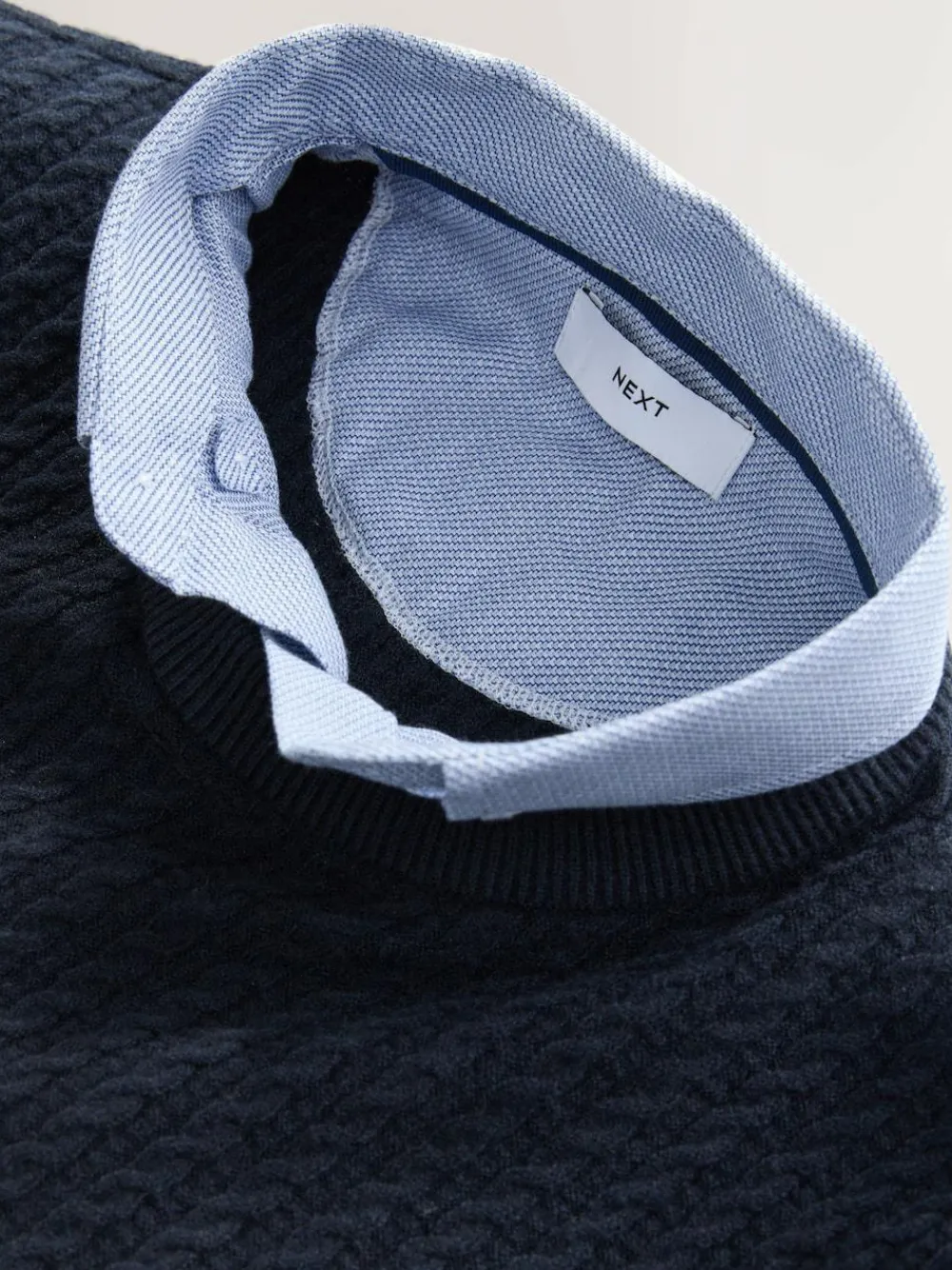 Best Next Navy Blue Regular Fit Mini Cable Mock Shirt Jumper