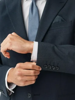 Next Regular Fit Motionflex Puppytooth Texture Suit Jacket^ Blue Suits