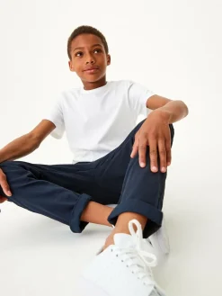 Next Regular Fit Rib Waist Pull-On Trousers (3-16yrs) Navy Blue