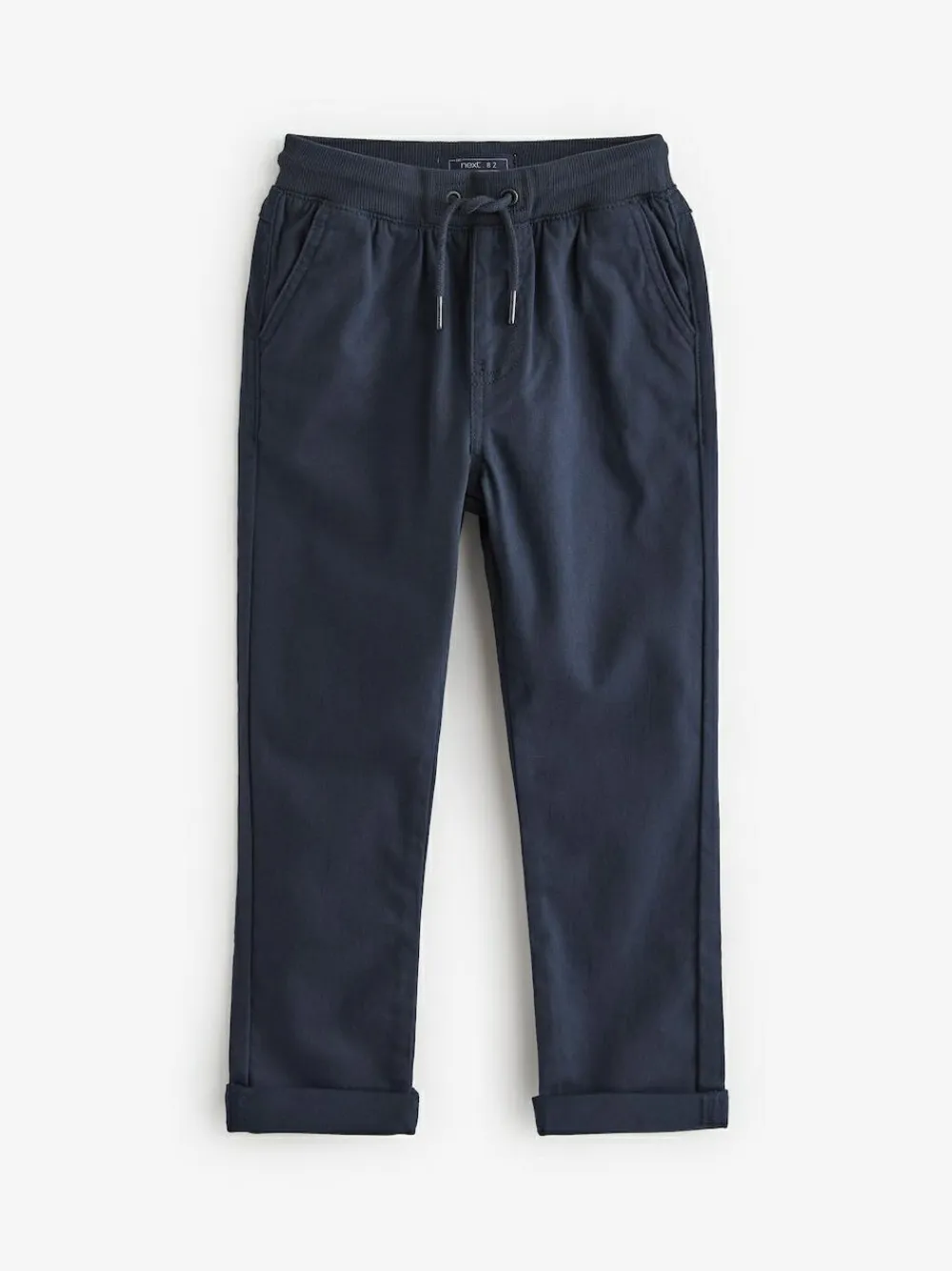 Next Regular Fit Rib Waist Pull-On Trousers (3-16yrs) Navy Blue