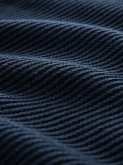 Outlet Next Regular Fit Rib Texture Mock Shirt Jumper Navy Blue