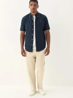 Discount Next Navy Blue Regular Fit Short Sleeve Oxford Shirt