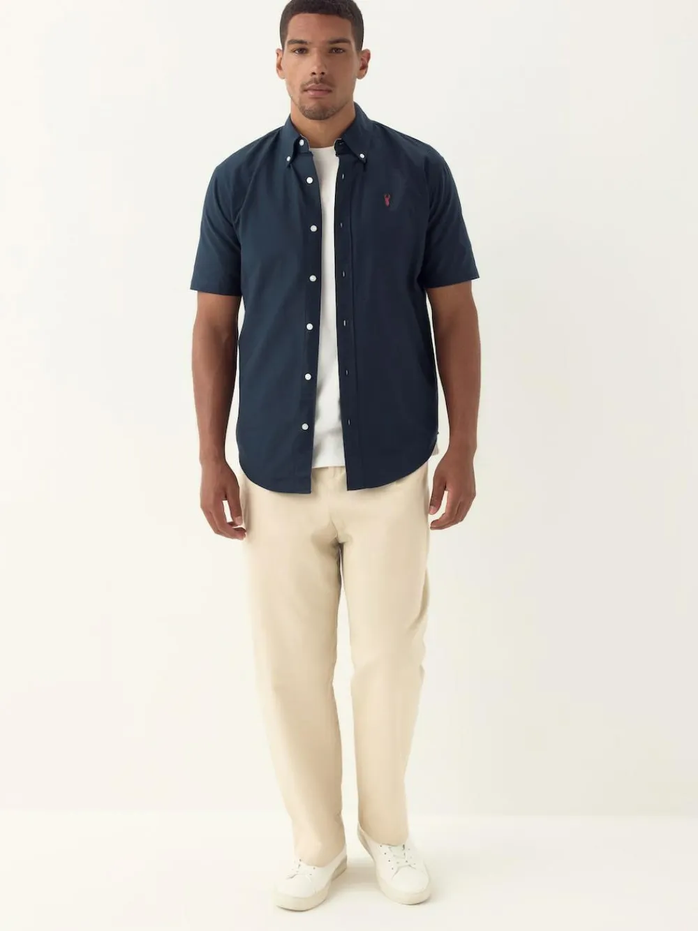 Discount Next Navy Blue Regular Fit Short Sleeve Oxford Shirt