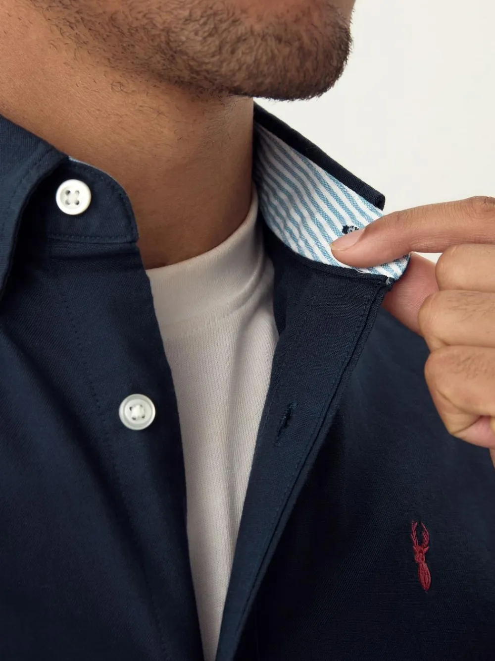 Discount Next Navy Blue Regular Fit Short Sleeve Oxford Shirt