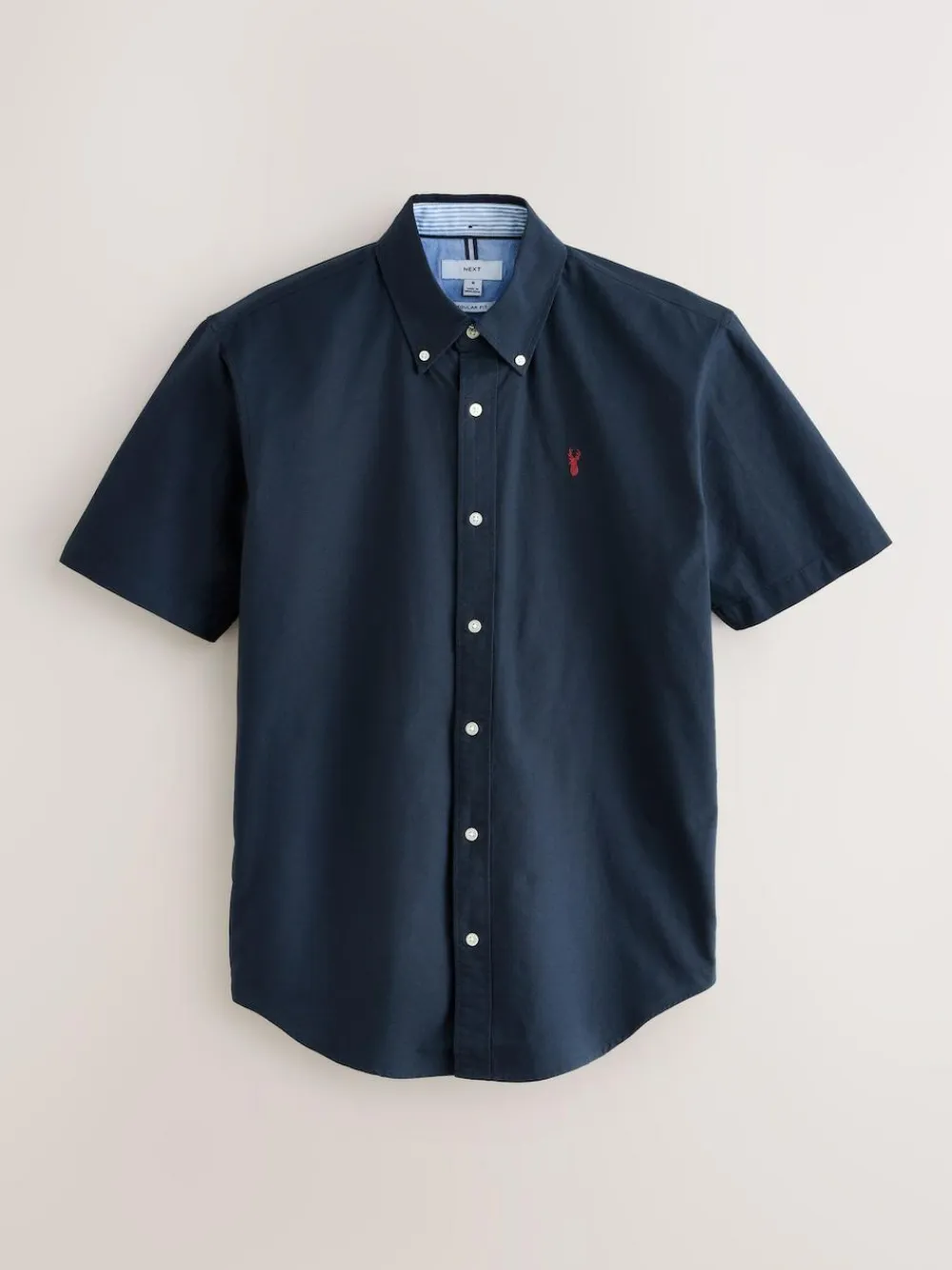 Discount Next Navy Blue Regular Fit Short Sleeve Oxford Shirt