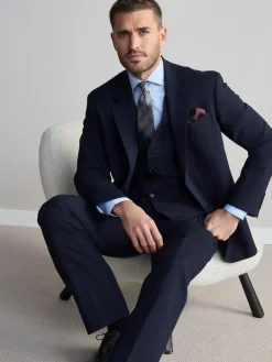 Clearance Next Regular Fit Signature Nova Fides 100% Italian Wool Suit Jacket Navy Blue