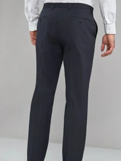 New Next Navy Blue Regular Fit Stretch Smart Trousers