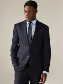Next Navy Blue Regular Fit Textured Suit Jacket^ Blue Suits|Blazers & Formal Jackets