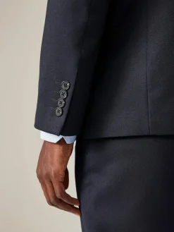 Next Navy Blue Regular Fit Textured Suit Jacket^ Blue Suits|Blazers & Formal Jackets