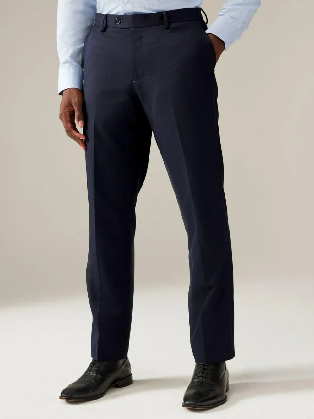 Next Navy Blue Regular Fit Textured Suit Trousers^ Pants & Chinos