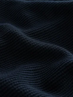 Best Next Regular Fit Textured Oxford Mock Shirt Jumper Navy Blue