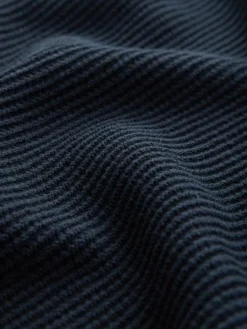 Hot Next Regular Fit Textured Oxford Mock Shirt Jumper Navy Blue