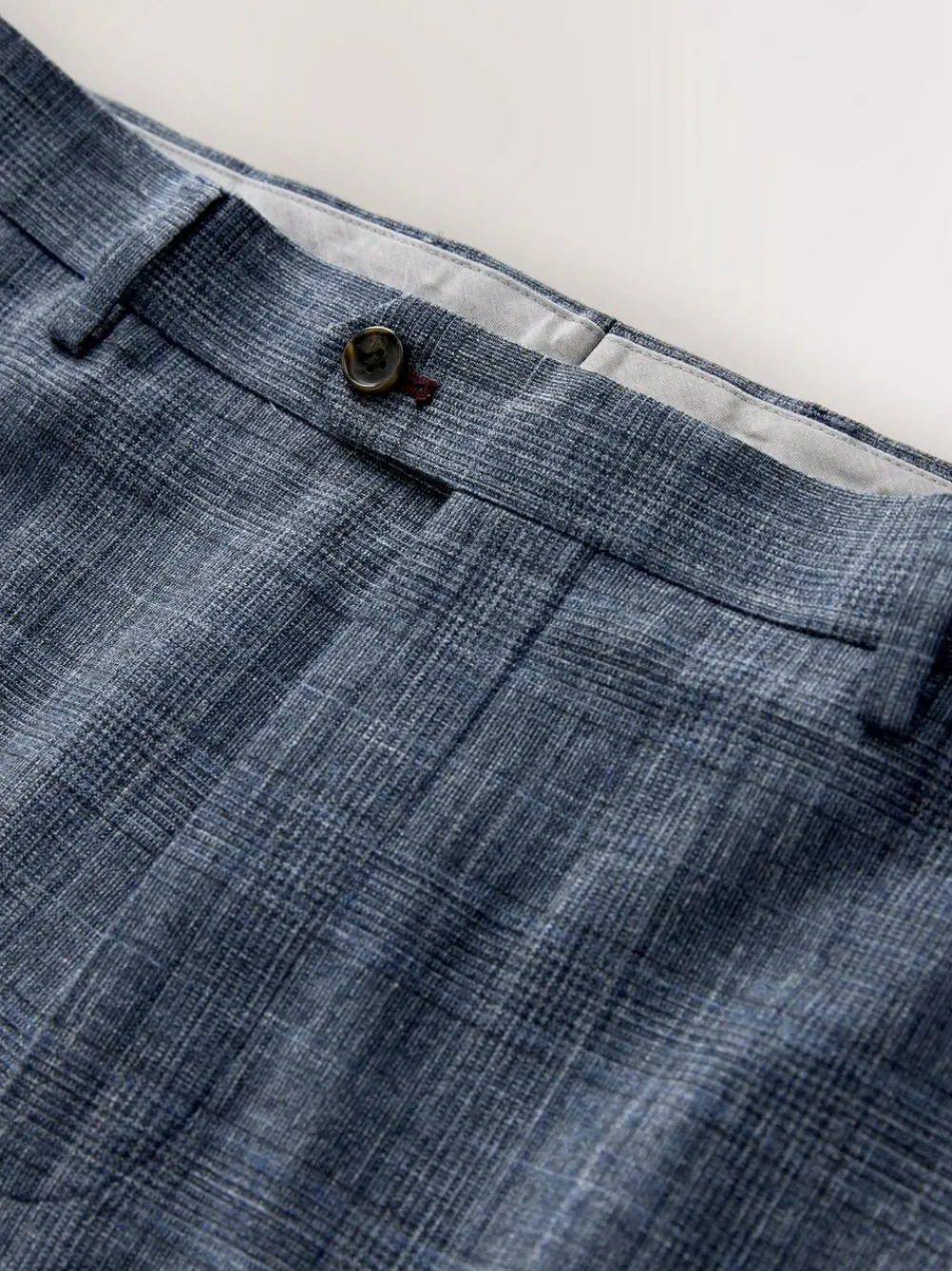 Next Regular Fit Trimmed Check Suit Trousers^ Pants & Chinos