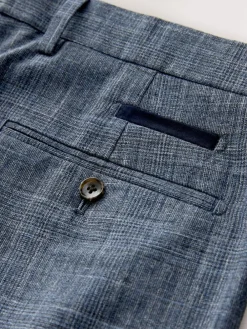 Next Regular Fit Trimmed Check Suit Trousers^ Pants & Chinos