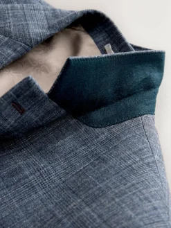 Next Regular Fit Trimmed Check Suit Jacket^ Occasionwear|Blue Suits