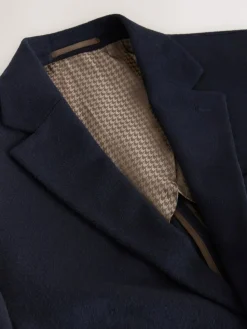 New Next Navy Blue Regular Fit Wool Rich Soft Touch Blazer