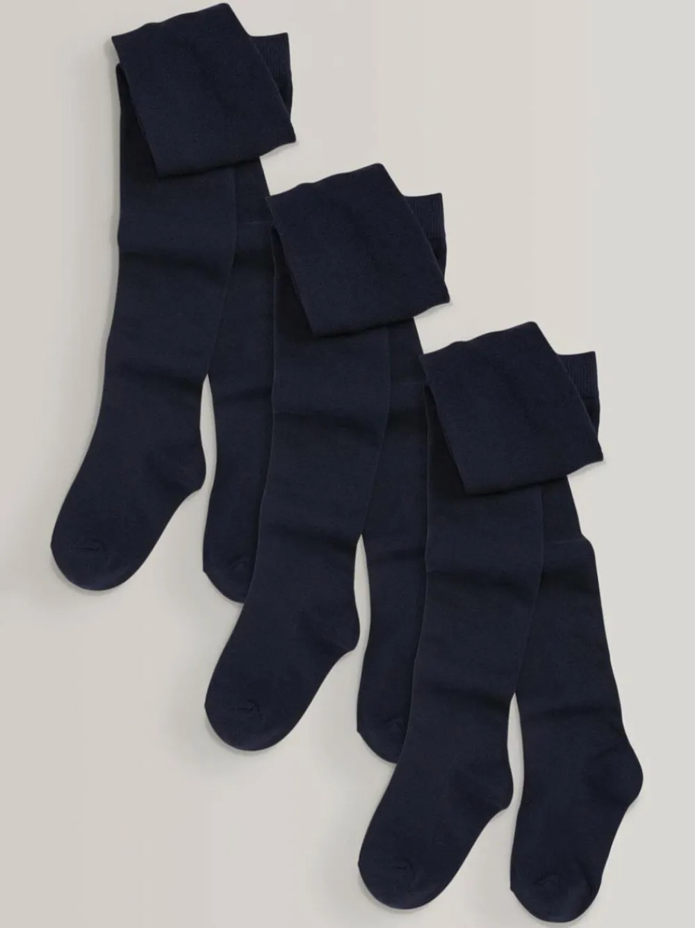 Next Navy Blue Regular Length 3 Pack Cotton Rich School Tights^ Baby Girls|Socks & Tights